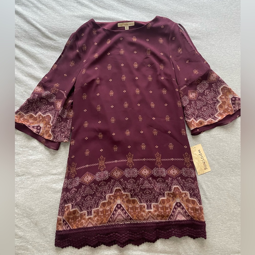 Wine Bohemian Dress | Small